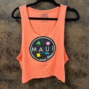 Maui & Sons Muscle Gym Beach Workout Surf Tank Top Orange Large